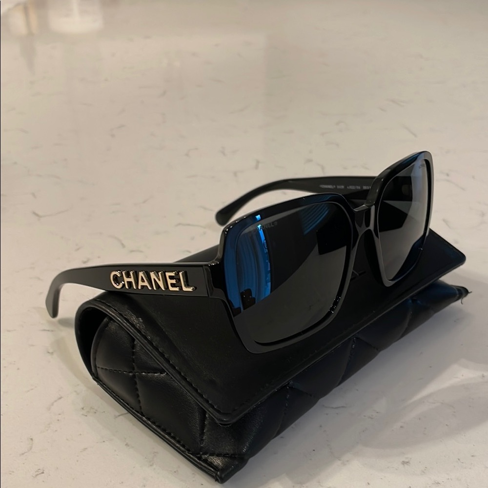 Chanel Square Black Sunglasses with Case